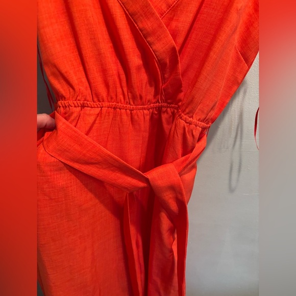 Vibrant Orange Women's jumpsuit flying tomato size small boho bold bright - Picture 8 of 9